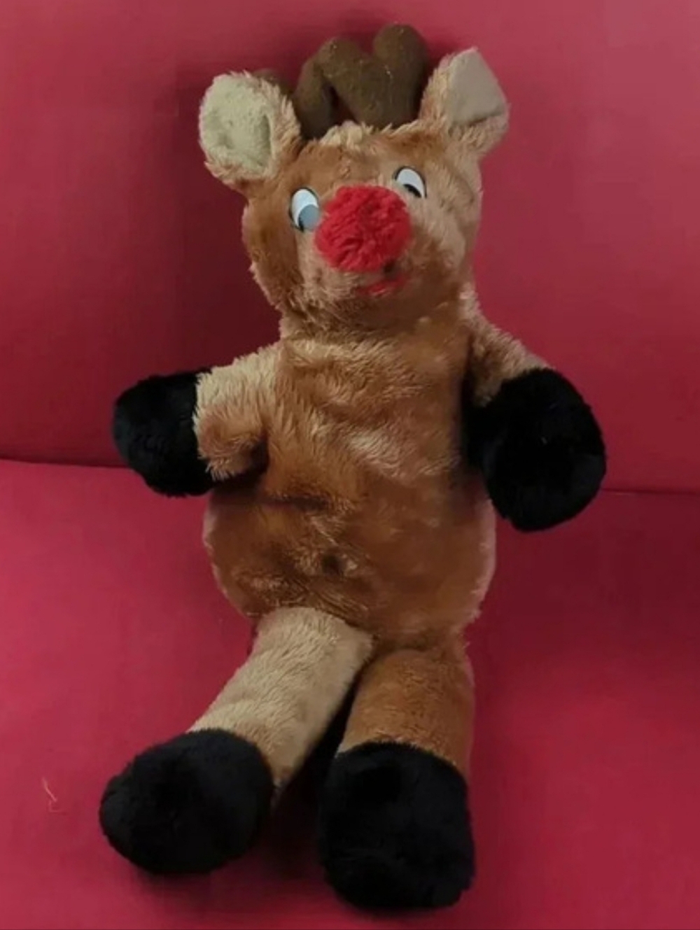 Vintage Rudolf The Red Nosed Reindeer Hand Puppet, By Animal Express, 70s